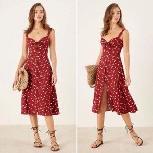 Reformation Frankfort‎ Midi Red Angeles Floral Dress Size 0